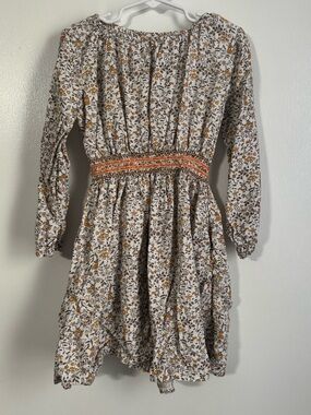 Floral Long Sleeve Dress - White & Mustard